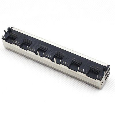 1x6 Port RJ45 PCB Connector / Shielded Rj45 Jack 8 Pins 8 Contacts TM5JA816T2111